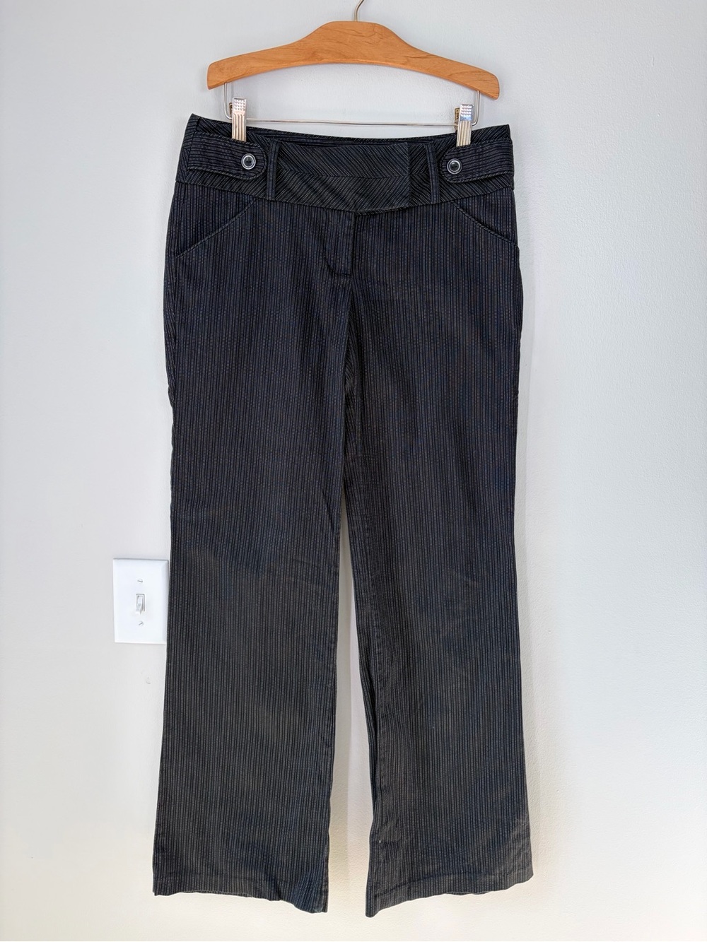My Michelle Vintage Y2K Low Rise Pinstripe Wide Flare Leg Slacks Office Siren